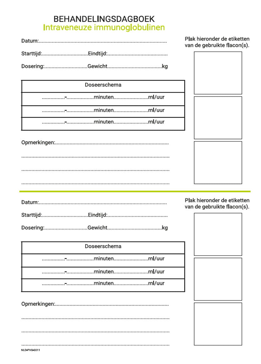 BEHANDELINGSDAGBOEK IVIG